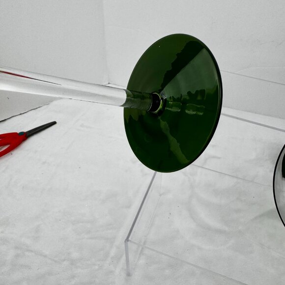 Pier 1 Elemental Green to Clear 7" Martini Cocktail Glass Tall Stem Set 2 MCM - Picture 5 of 15